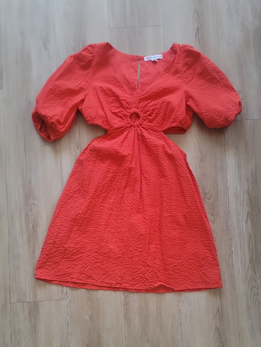 Women’s Mini Dress with Front Cutout in Coral Red - Unknown Brand